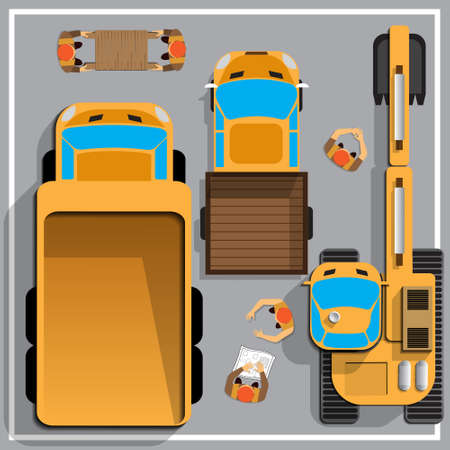 Construction machinery. View from above. Vector illustration.のイラスト素材