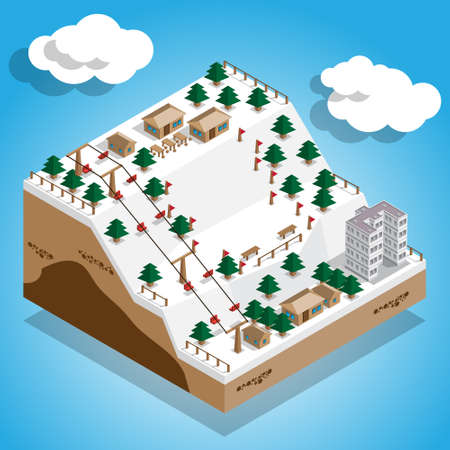 Ski resort. Vector illustration. Isometric.のイラスト素材