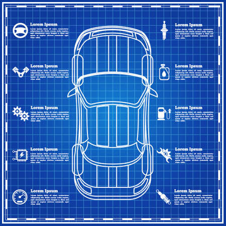 Car service, repair, diagnostic. The template for the presentation. Vector illustration.のイラスト素材