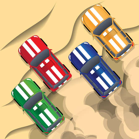 Rally off-road. View from above. Vector illustration.のイラスト素材