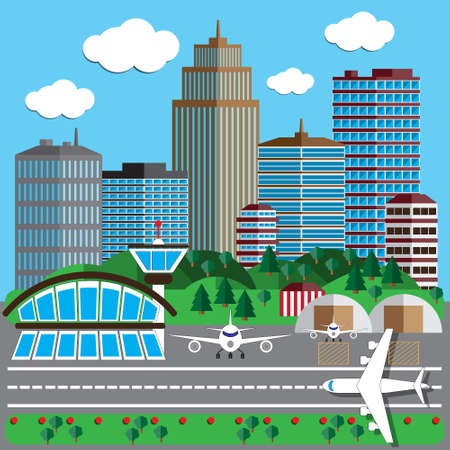Airport on the background Vector illustration.のイラスト素材