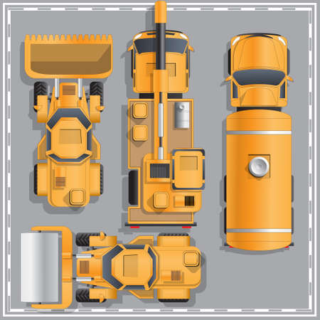 Construction machinery. View from above. Vector illustration.のイラスト素材