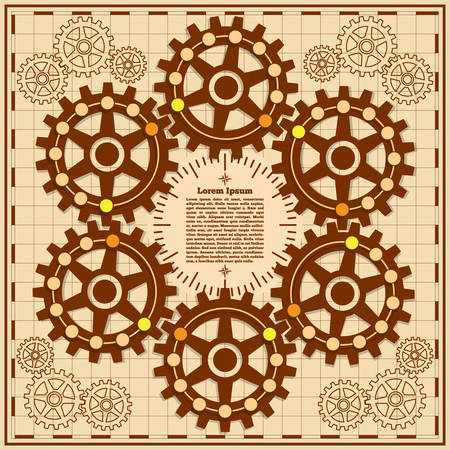 Board game with a background of gears. Vector design for app game user interface.のイラスト素材