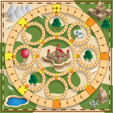Board game of the medieval theme. Vector design for app game user interface.のイラスト素材