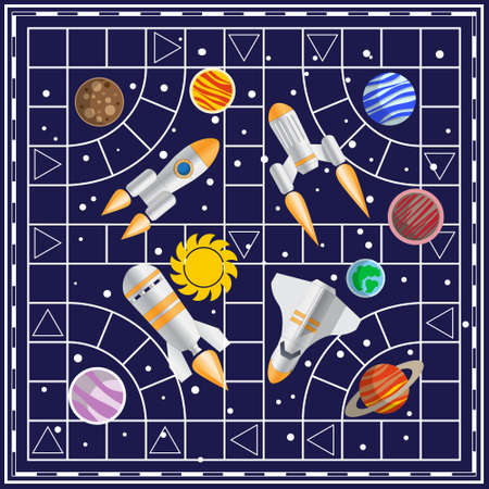 A board game on the space theme. Vector illustration.のイラスト素材