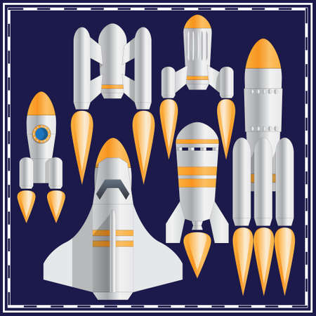 Set of spaceships. Vector illustration.のイラスト素材