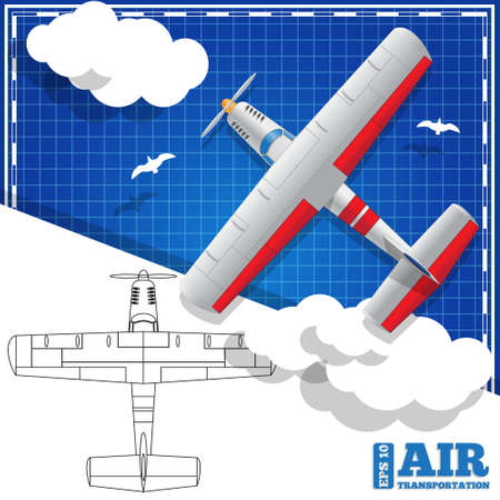 Private plane. View from above. Vector illustration.のイラスト素材