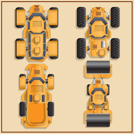 Futuristic cars. View from above. Vector illustration.