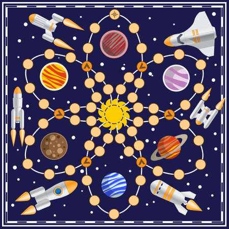 A board game on the space theme. Vector design for app game user interface.のイラスト素材