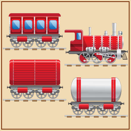 A set of wagons with a train. Side view. Vector illustration.のイラスト素材
