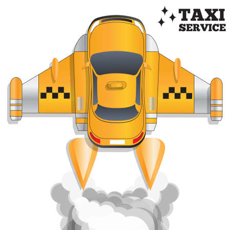 Taxi in the form of an airplane on white background. View from above. Template design presentation. Vector illustration.のイラスト素材