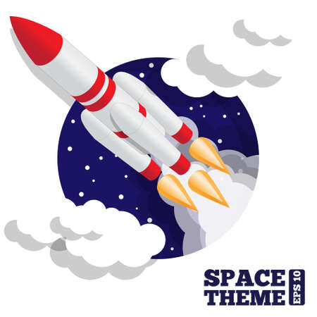 Launching a spacecraft. Vector illustration. Isometric.のイラスト素材
