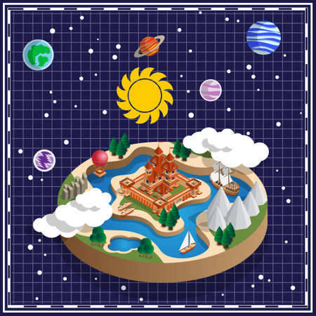 Flat world in space. Vector illustration.のイラスト素材