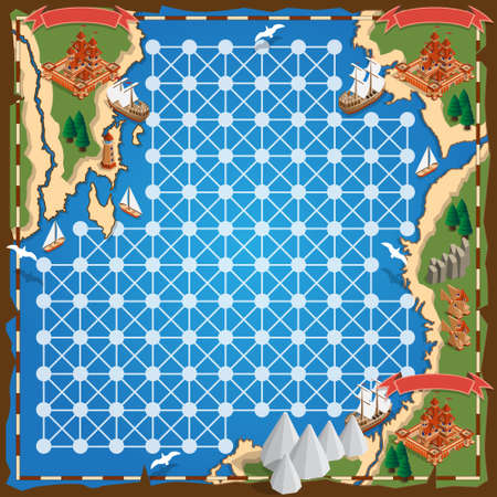 The old map. Board game. Vector illustration.のイラスト素材