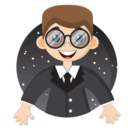 Cute boy in a black suit. Isolated on white background. Vector illustration.のイラスト素材
