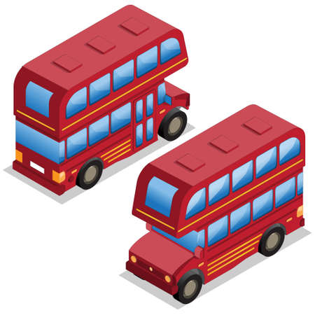 Double decker bus. Isometric. Isolated on white background. Vector illustration.のイラスト素材