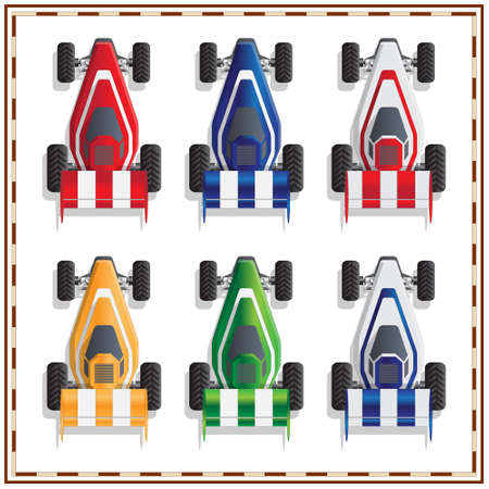 A set of cars on the radio control. View from above. Isolated on white background. Vector illustration.のイラスト素材