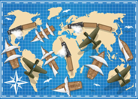 Transport on the map. view from above. vector illustration.のイラスト素材