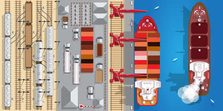 Seaport. view from above. vector illustration.のイラスト素材