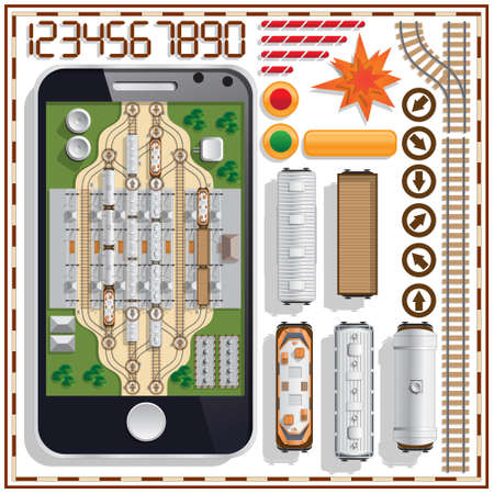 railroad station. A set of user interface elements. mobile app. isolated on white background. vector illustration.のイラスト素材