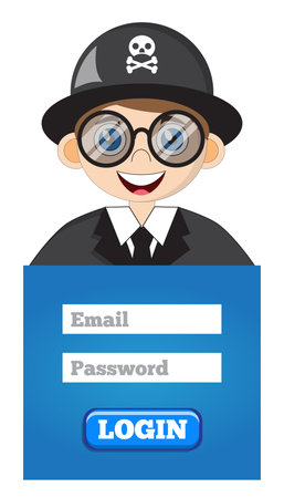 Cute boy hacker. isolated on white background. vector illustration.のイラスト素材