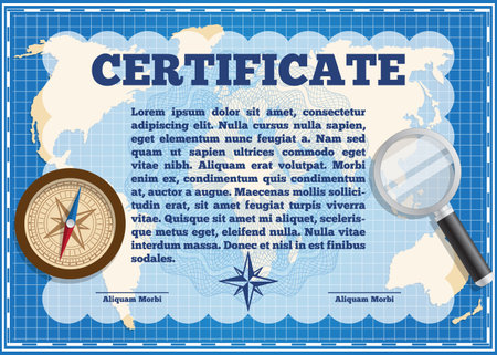 Certificate on the theme of tourism. vector illustration.のイラスト素材