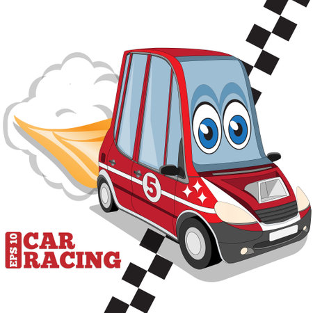 Sports car at the finish line. isolated on white background. vector illustration.のイラスト素材