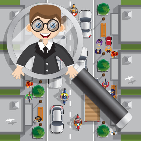 Search for a person on the street. vector illustration.のイラスト素材