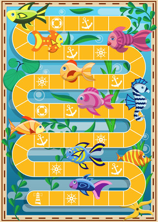 underwater world. board game. vector illustration.のイラスト素材
