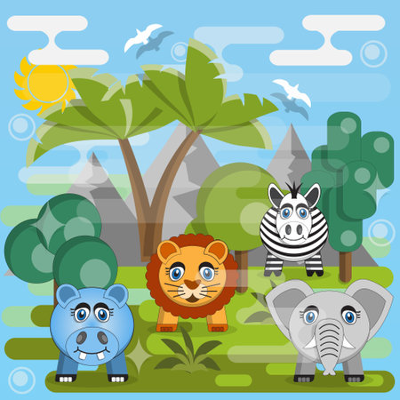 Animals in nature. background. vector illustration.のイラスト素材