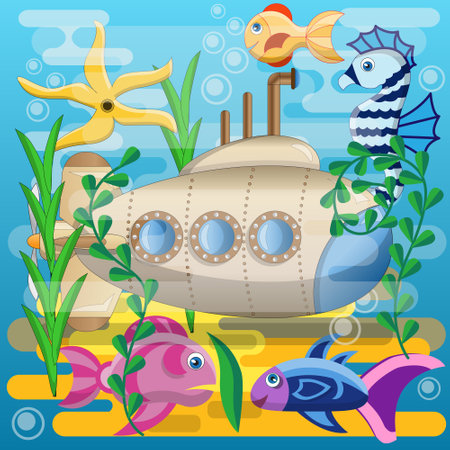 submarine. side view. vector illustration.のイラスト素材