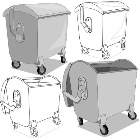 A set of trash cans. Isolated on white background. Vector illustration.のイラスト素材