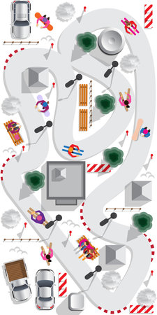 Ski Track. A park. View from above. Vector illustration.のイラスト素材