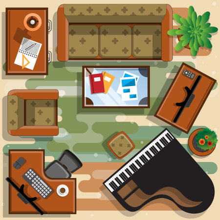 Living room. View from above. Vector illustration.のイラスト素材