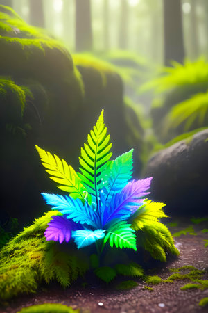 Magic flowers. Close up. Blurred background. The image was created using AI.の素材