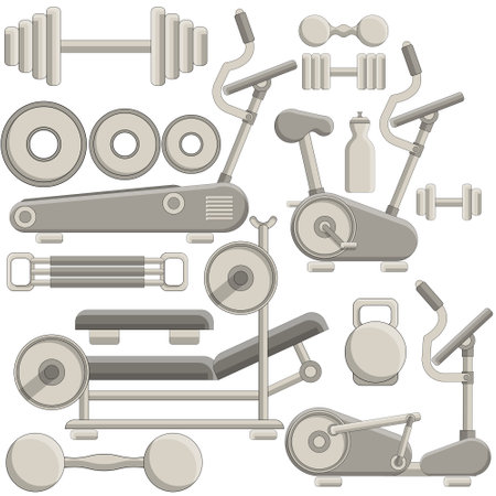 A set of sports equipment. Isolated on white background. Vector illustration.のイラスト素材