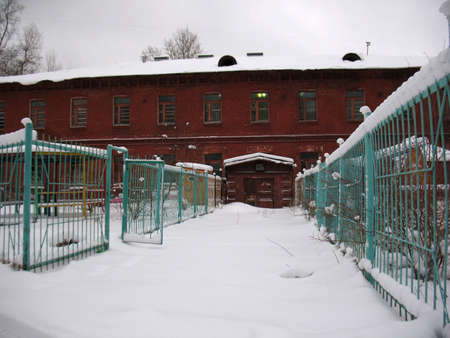 There are  building, winter and grates                            のeditorial素材