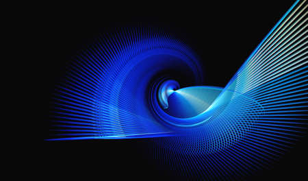 Abstract computer-genereted blue image on black backgroundの写真素材