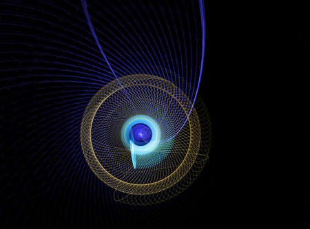 Abstract computer-generated spiral image on black background
