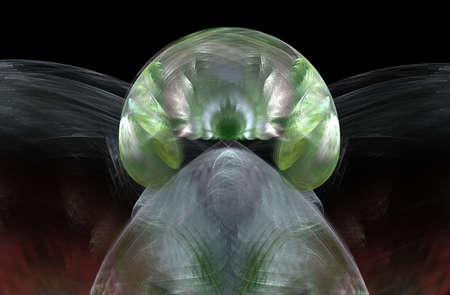 Abstract fractal computer generated composition with various geometrical shapes