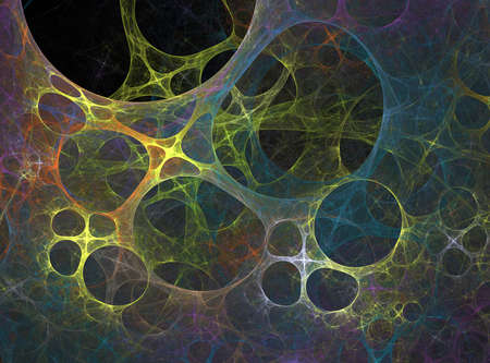 Abstract fractal computer generated composition with various geometrical shapes