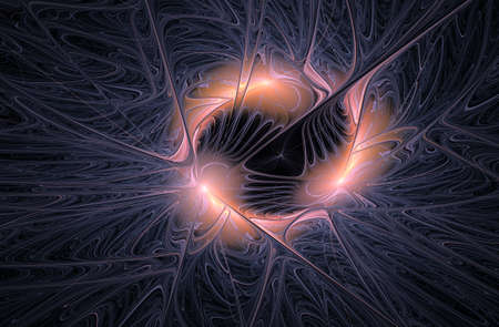 Abstract fractal computer generated composition with various geometrical shapes