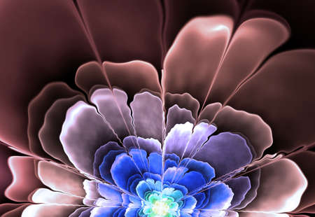 Abstract flower compute generated yellow image on black background