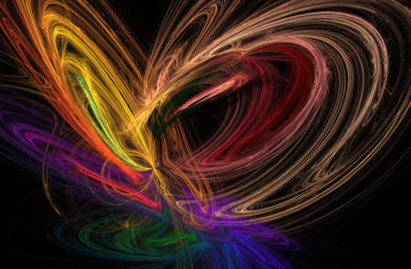 Abstract computer-generated image on black backgroundの写真素材