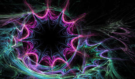 Abstract computer-generated image on black backgroundの写真素材