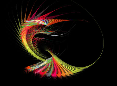 Abstract computer-generated image on black backgroundの写真素材