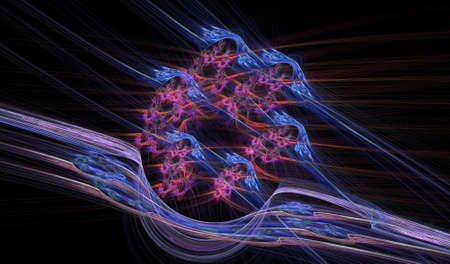 Abstract computer-generated image on black backgroundの写真素材