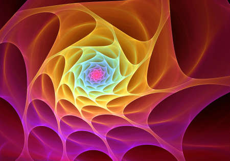 Abstract multicolored spiral fractal pattern. Computer generated graphics.の写真素材