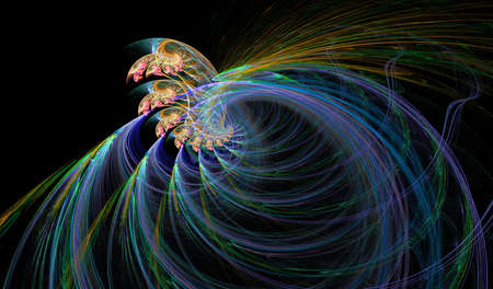 Abstract multicolored spiral fractal pattern. Computer generated graphics.