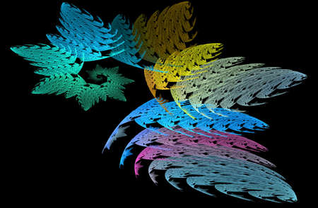 Abstract computer-generated multycolored image on black backgroundの写真素材